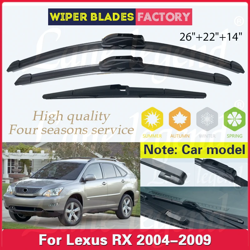 

For Lexus RX XU30 RX330 2004-2009 Wiper Front Rear Wiper Blades Windshield Windscreen Window Brushes Car Accessories 26"+22"+14"