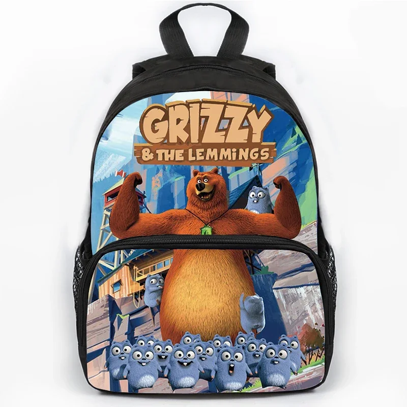 Grizzy And The Lemmings Backpack Girls Boys School Bag Students Cartoon Rucksack kids Mochila Sunlight Grizzly Bear Backpacks