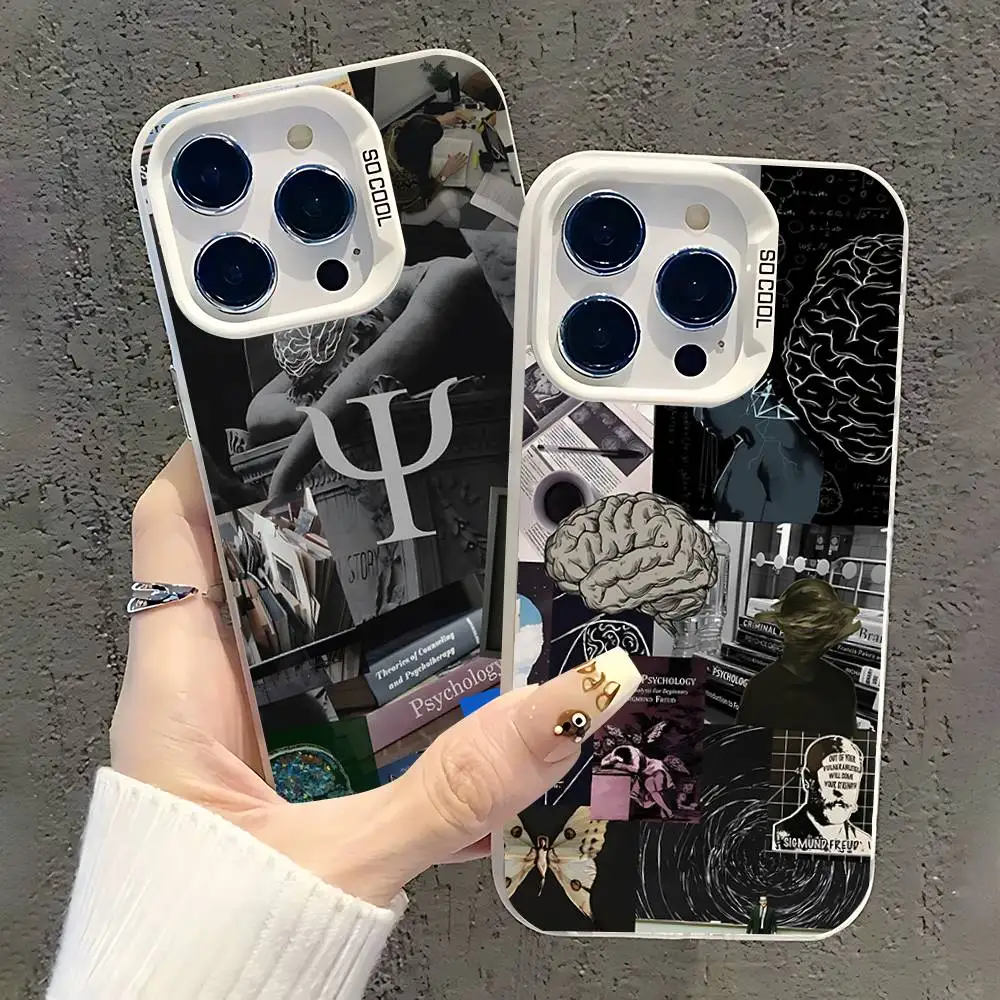 حافظة هاتف مهنة عالم النفس لهاتف آيفون 17,16,15,14,13,12,11,Pro,XS,Max,Plus,Mini,SE غطاء مقاوم للصدمات من الحلوى البيضاء غير اللامعة #1