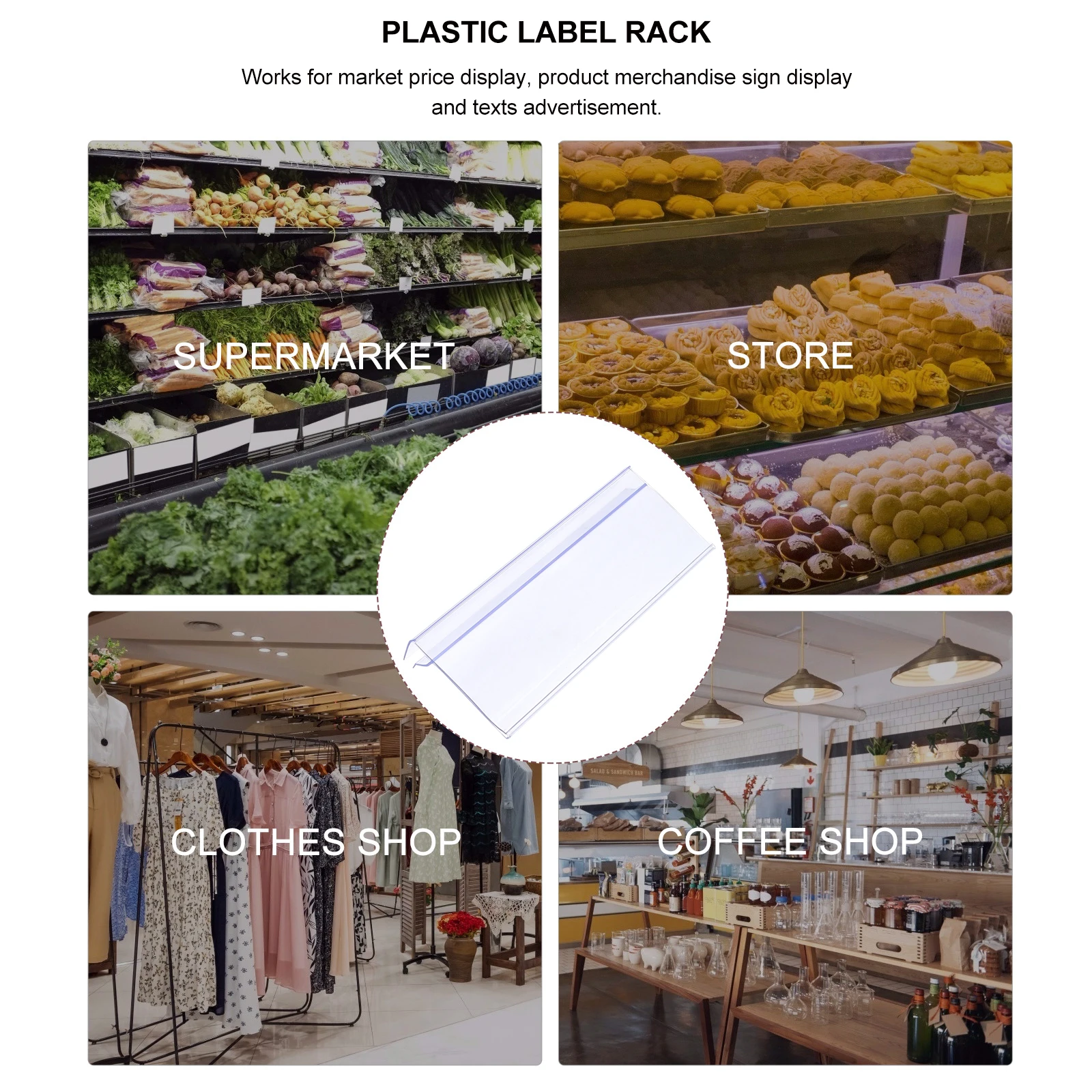 

10pcs Clear Plastic Label Holders Transparent Price Tag Clips Retail Shop Storage Rack Supermarket File Folder Marker