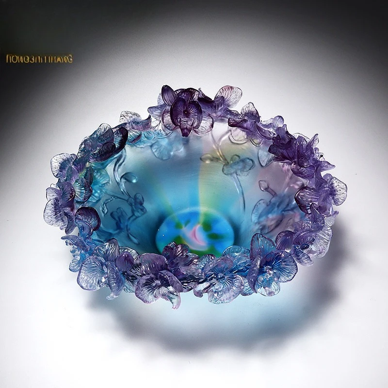 

Glazed fruit plate light luxury ornament, living room dining table , rose fruit plate moving practical high-end artwork