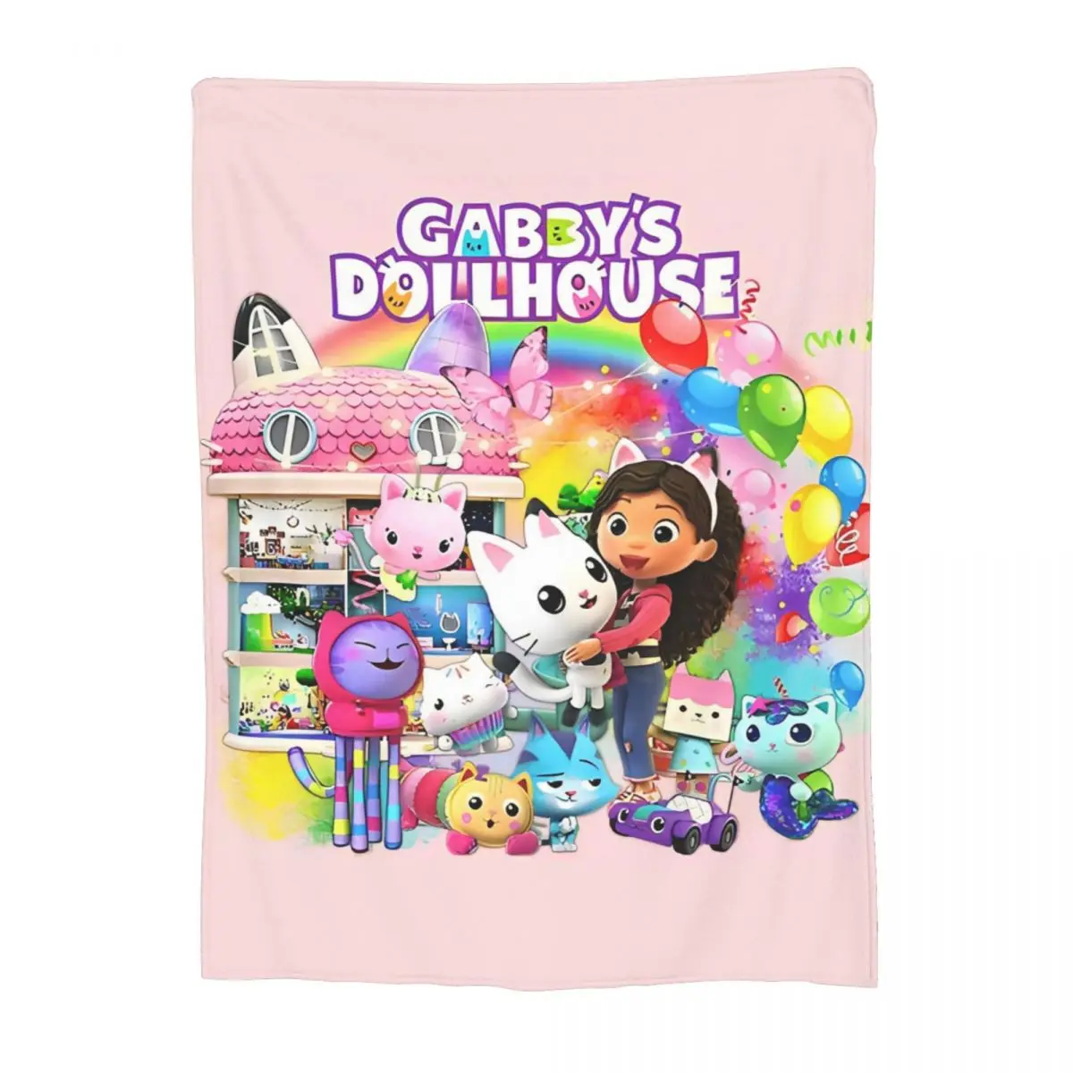 Cartoon Cute G-Gabbys Girl Dollhouse Fleece Throw Blanket Blankets for Sofa Outdoor Super Soft Bedding Throws