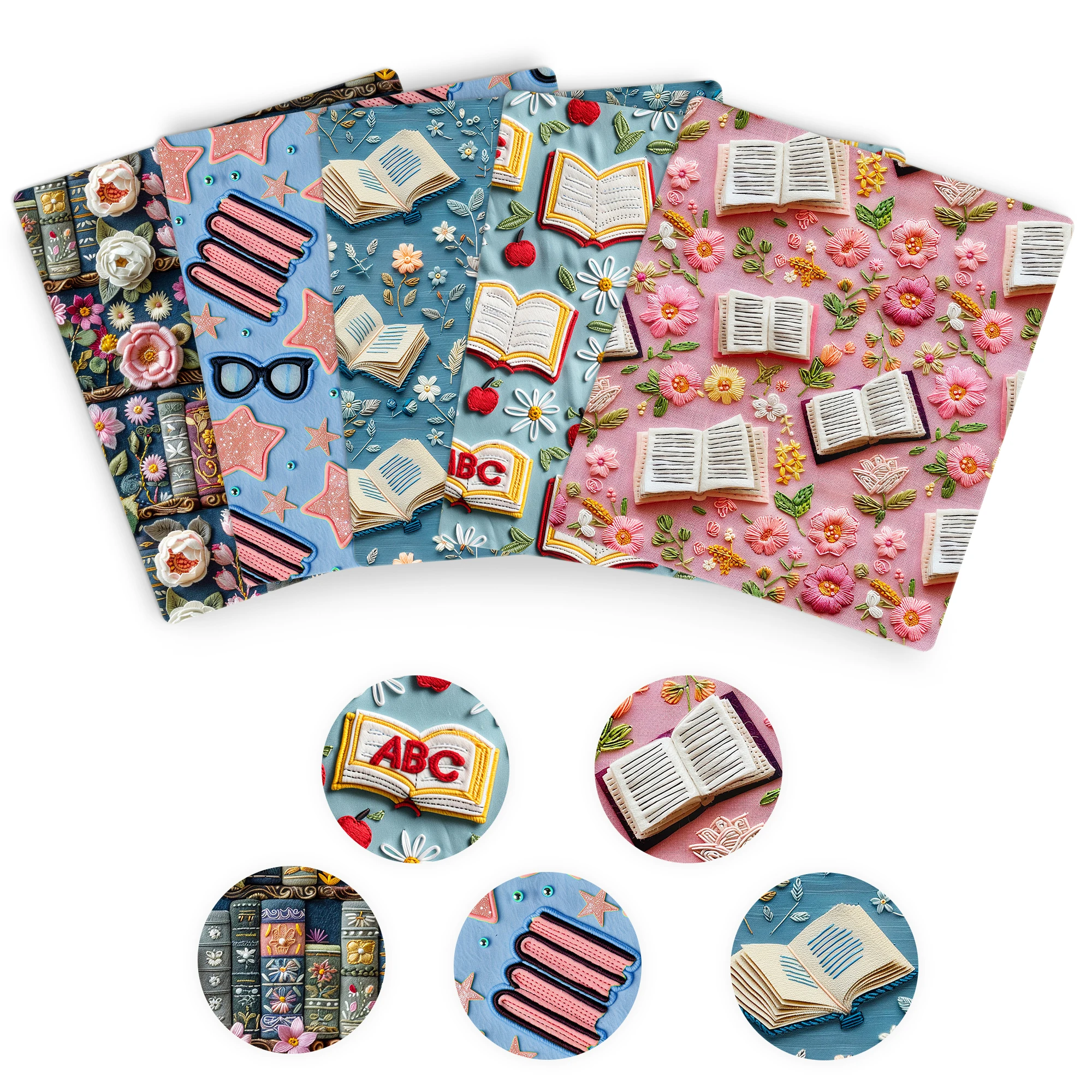 Pre-cut 1pc 50x45cm 19.68x17.72in Back to School Books Polyester Cotton Precut Quilting Fabric Squares Sheets
