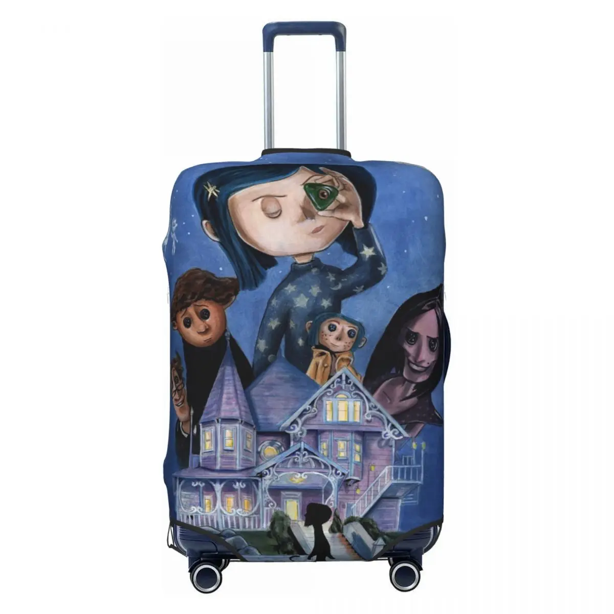 

Fashion Halloween Horror Film Coraline Luggage Cover Protector Washable Travel Suitcase Covers
