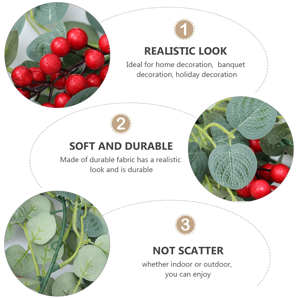 

1 pc Lifelike Money Leaves Holiday Imitation Fresh Rattan Green Party Decor Christmas Chic Cane Berries Cane Home Banquet