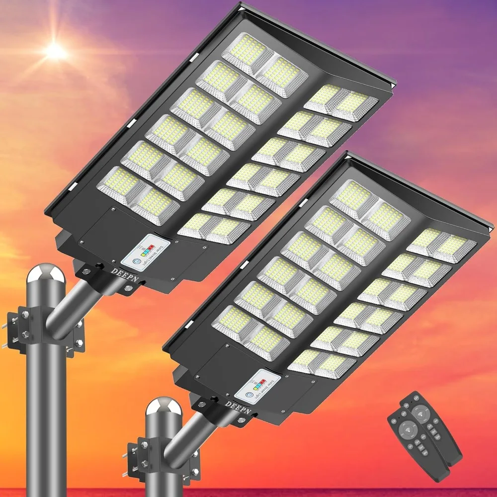 

Solar Street Light, Dusk To Dawn Motion Sensor IP66 Waterproof, 2 Pack Solar Street Light