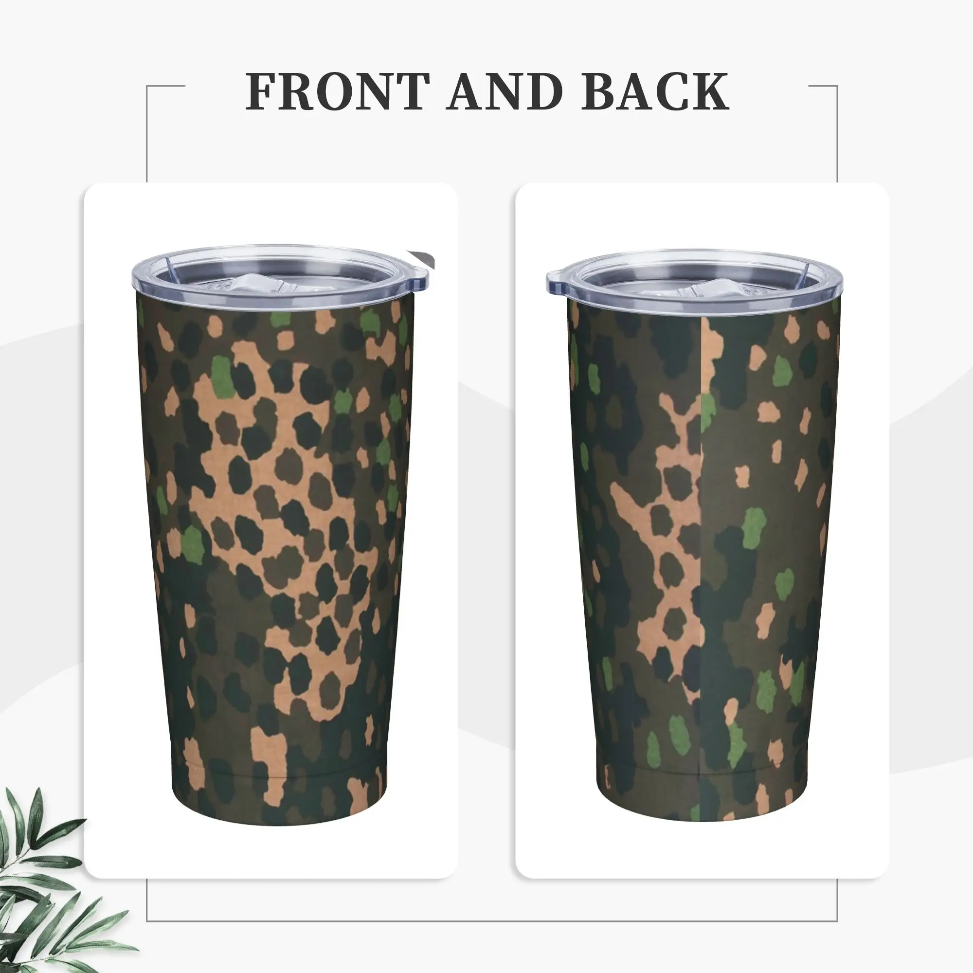 Pea Dot Camo Tumbler Vacuum Insulated Multicam Military Animal Leopard Coffee Cups Vacuum Flask Car Mugs Hot Cold Drink, 20oz