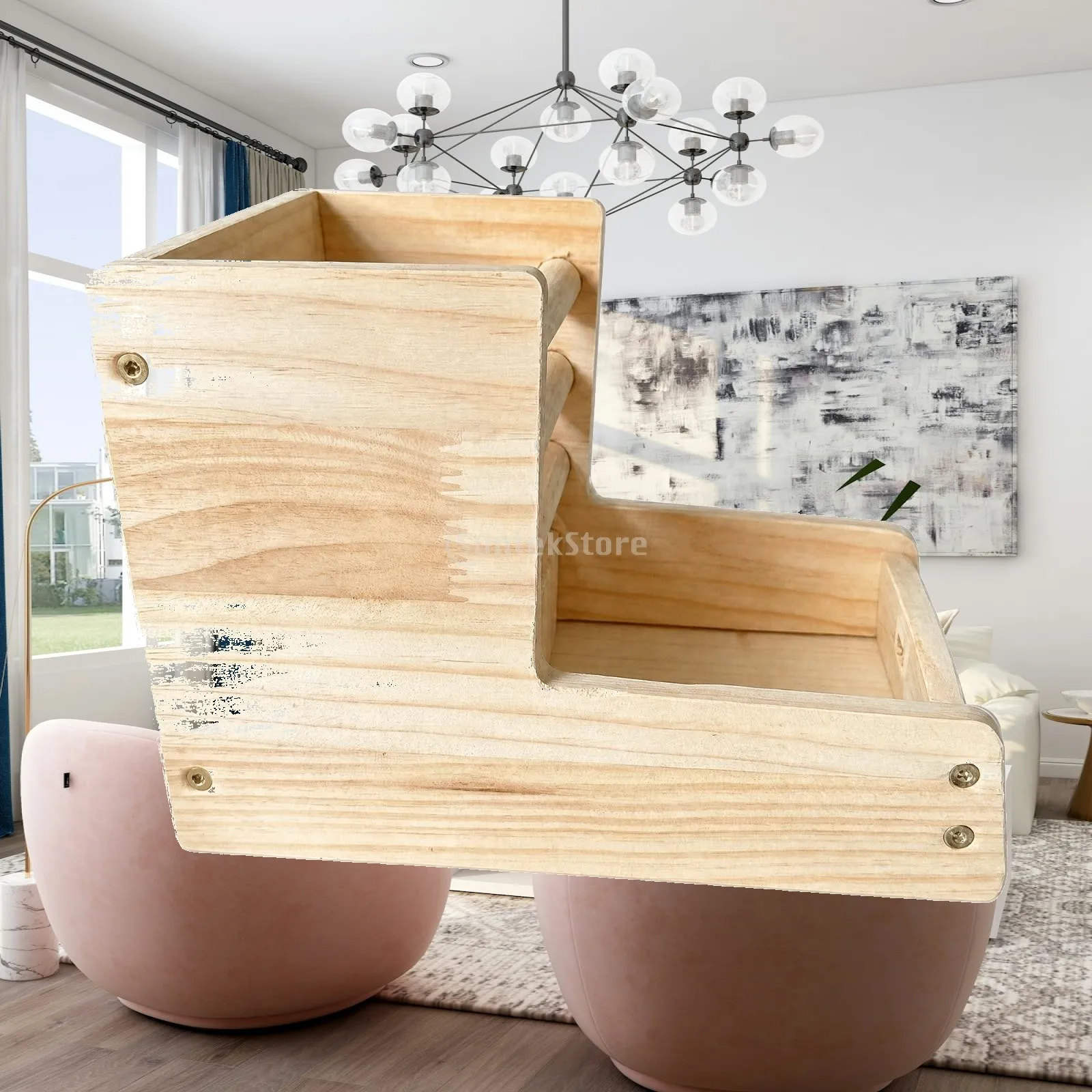 Hay and Combo Feeder Solid Wood Construction for Rabbits Guinea Pigs Small Animal Cage Use