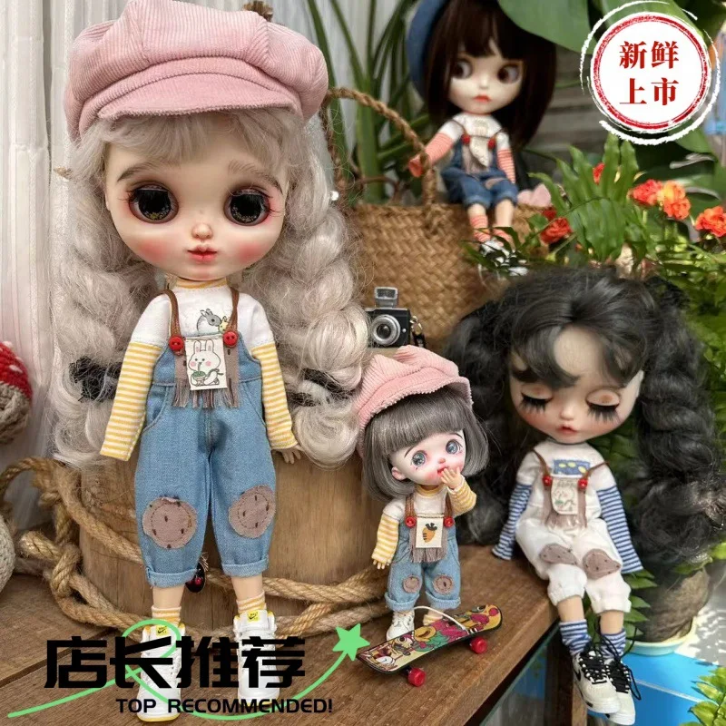 HOUZIWA GSC 1/12 Bjd Doll Clothes Overalls  OB11 Doll Clothes Jean