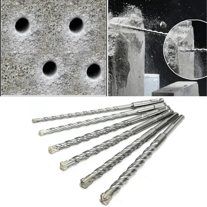 110/160/210mm Electric Hammer Drill Bit 5/6/8/10/12/14/16mm Cross Type Tungsten Steel Alloy SDS Plus Masonry Concrete Rock Stone