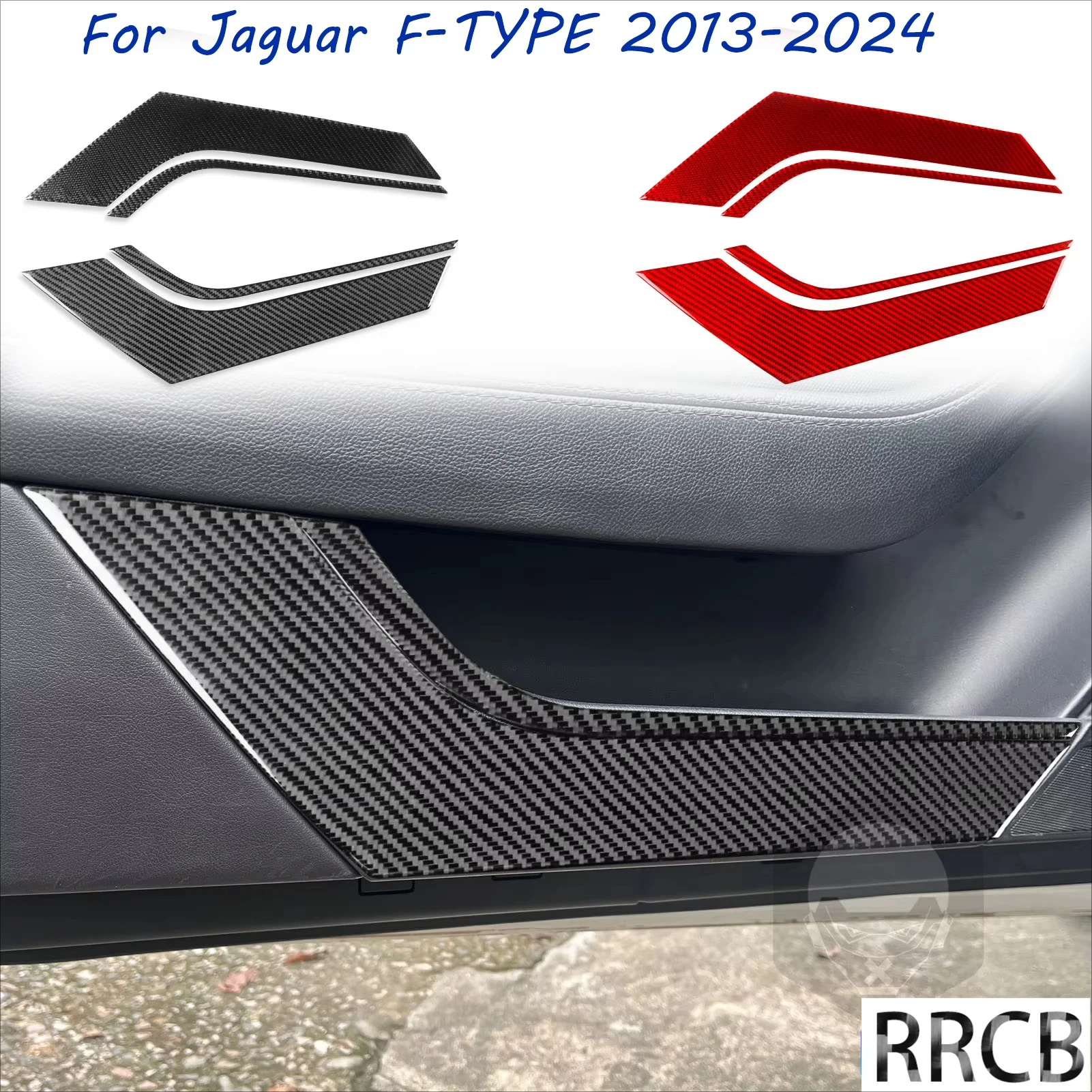 

For Jaguar F-TYPE 2013-2024 Carbon Fiber Door Handle Storage Anti Kick Car Interior Accessories Cover Tuning Stickers Auto Trim