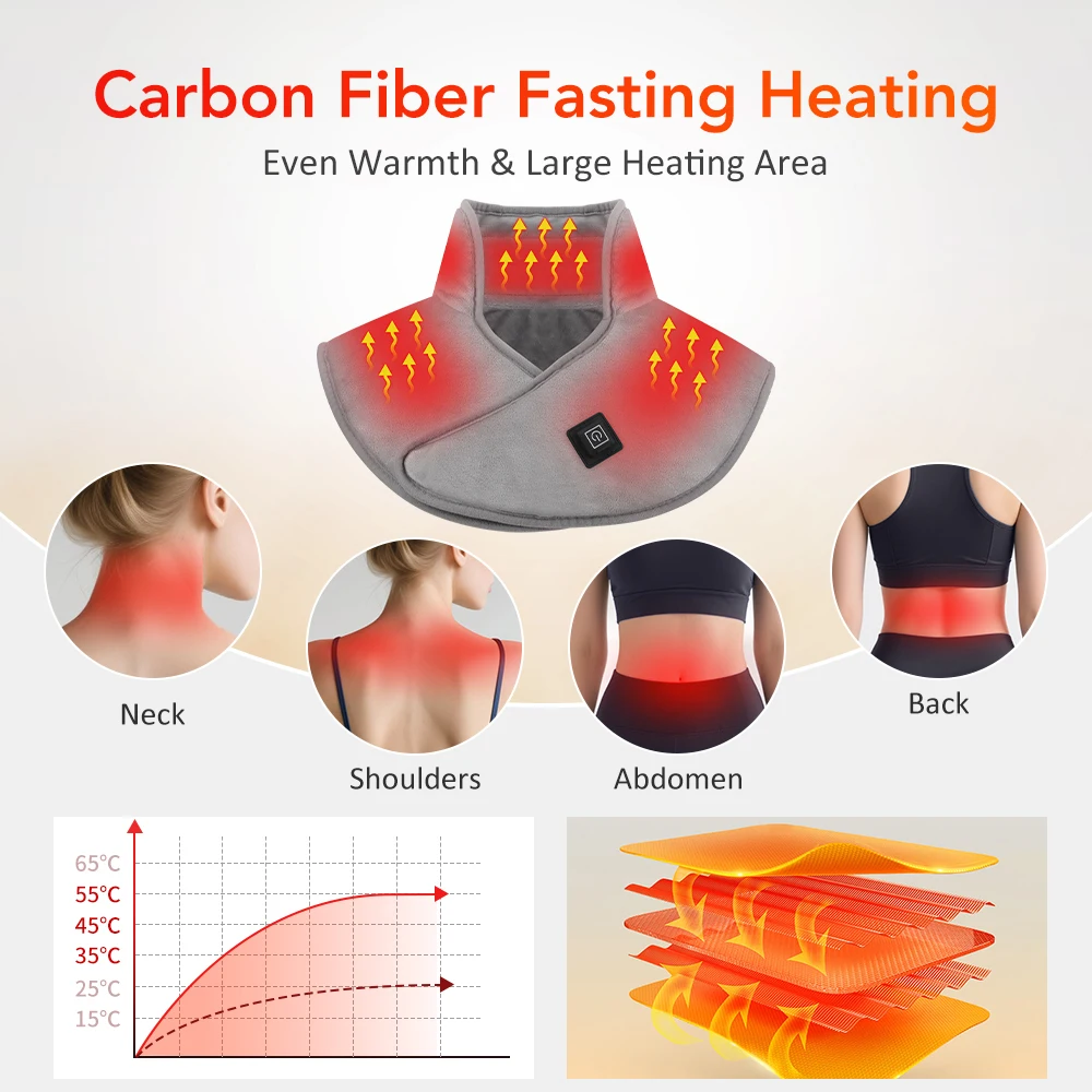 5V 2A USB Neck And Shoulder Heating Pad Electric Hot Compress Shawl Back Wrap Home Office Abdomen Menstrual Warming Soft Mat image 2