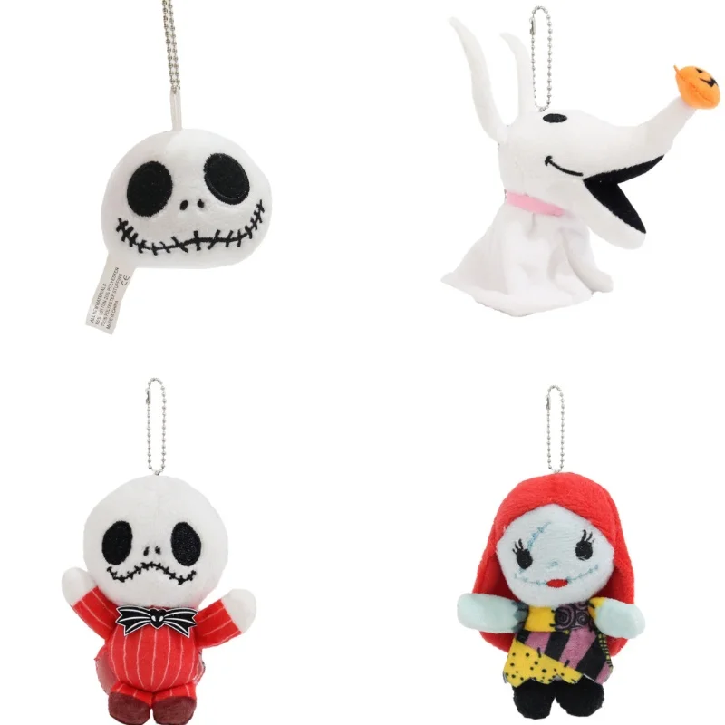 8 سنتيمتر هالوين جاك Skellington ألعاب من نسيج مخملي أنيمي الحيوانات المحشوة سلاسل المفاتيح قلادة صغيرة على ظهره الشنق للأطفال