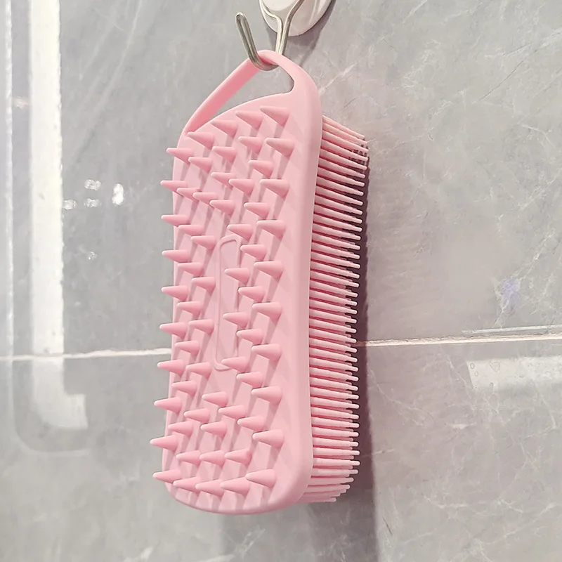 2-in-1 siliconen doucheborstel scrubber Zachte siliconen hoofdhuidmassager Shampooborstel Dubbelzijdige lichaamsborstel Schuimhuidreinigingsgereedschap