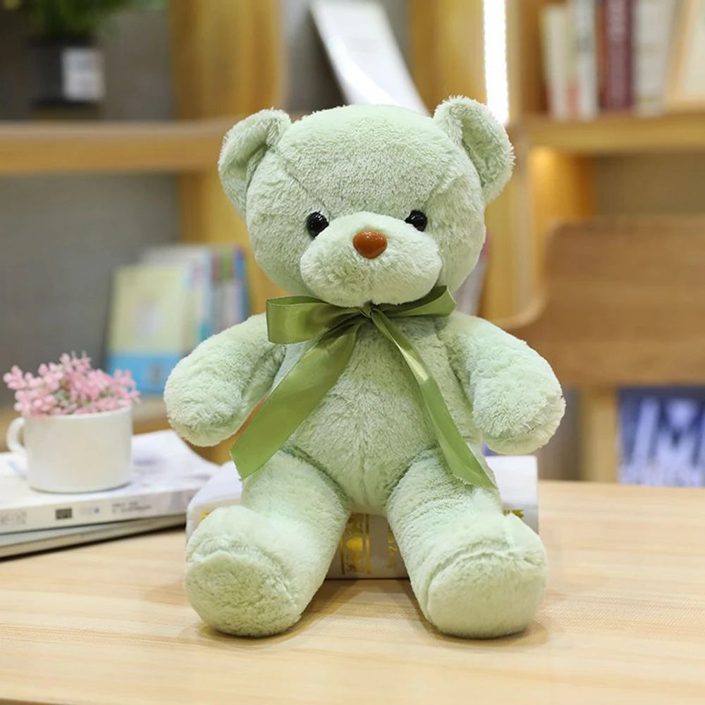 30CM Many Colors Teddy Bear Plush Toy New Cute Soft Many Colors Ribbon Butterfly Festival Solid Color Hug Bear Doll Birthday