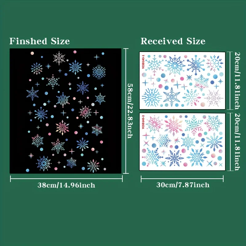 

2pcs Christmas Window Stickers, Snowflake And Rainbow Decals,Double-Sided Visible With Electrostatic Adhesion For Bathroom Glass