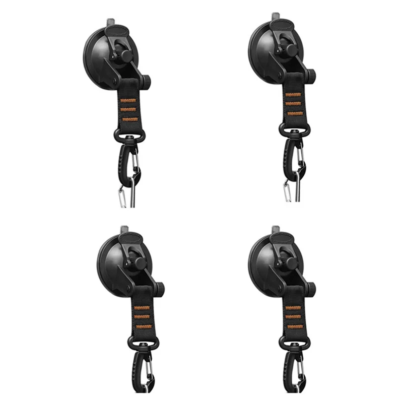 AB47-4 peças de ventosa resistente 360 °   Ganchos giratórios de sucção para acampamento com anel D para toldo-laranja
