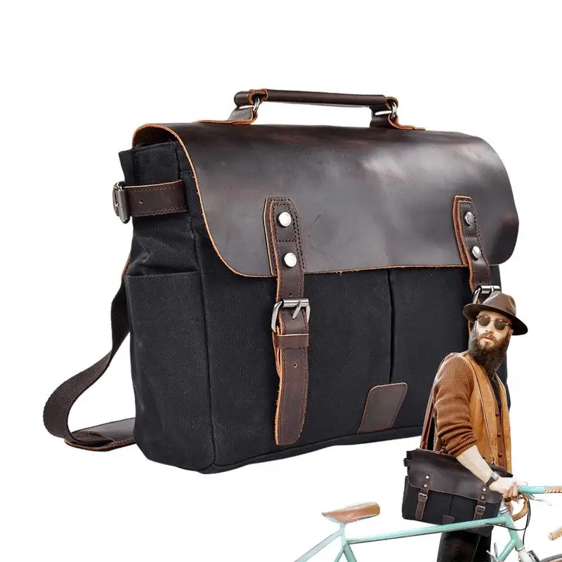 

Vintage Motorcycle Side Hunging Bag Oil Waxed Vintage Hunging Canvas Bags Large Capacity Luggage Tool Storage Bag For Motorcycle