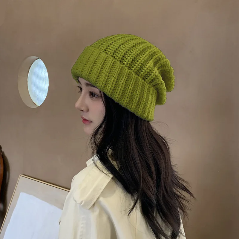 2023Knitted  Women\'s Hat Winter Women Warm Casual Slouchy Hat Crochet Beanie Hat Female Baggy Cap Cheap