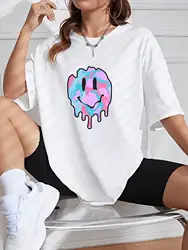 Graffiti Design Looks Happy Personality Graphic Female T Shirt Street Hip Hop Clothing Cool Cotton Tee Top Fashion Casual Tshirt