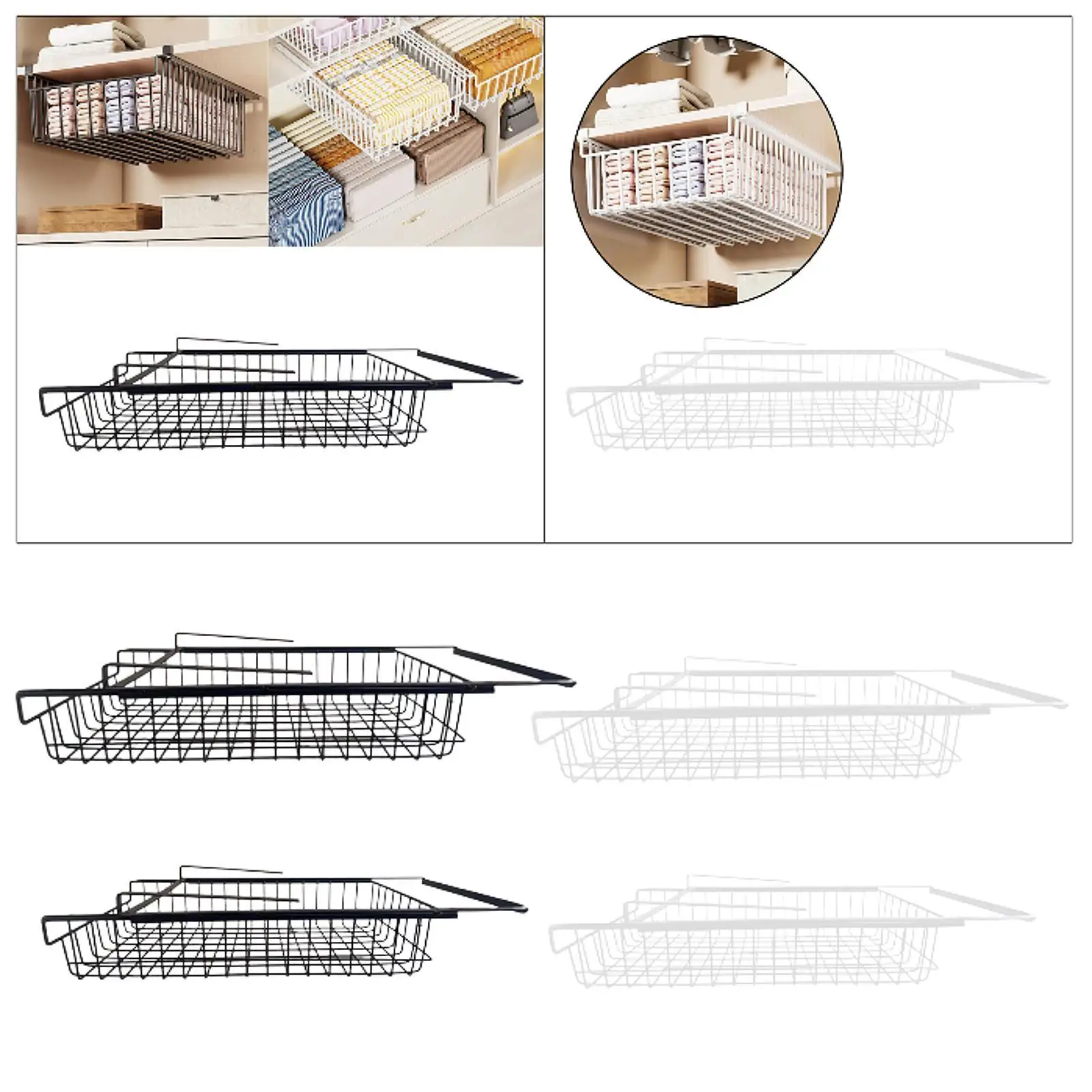 

Hanging Pullout Drawer Basket Closet Holder for Wardrobe Counter Dining Room