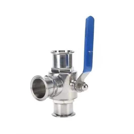 الفولاذ المقاوم للصدأ 2S 316L صمام كروي للطعام الصحي يدوي سريع التركيب سريع الفتح T-نوع 3-Way صمام OEM صمام كروي عام