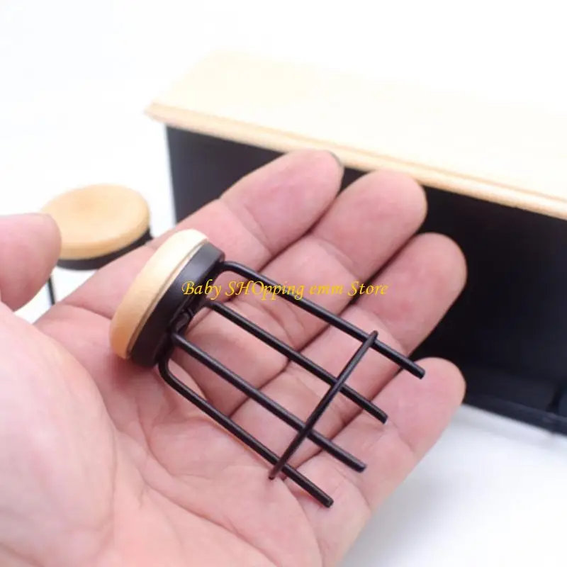 حزمة 23GD من 3 عدادات بار مصغرة للدمى مع 2 بار براز إطار معدني الطاولة العليا 1/12 إكسسوارات مشهد الطراز