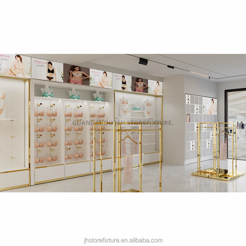 Lingerie Store Interior Design Display Regal Set mit LED-Platine Custom Logo Unterwäsche Display Rack Einzelhandel