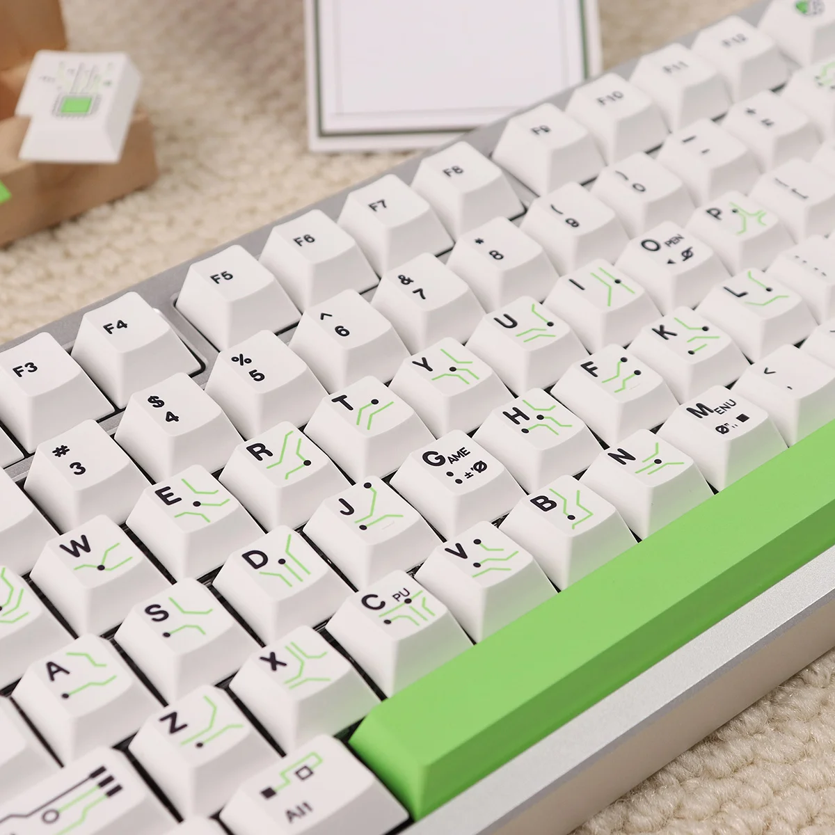 148 Keys White Green Keycap PBT Dye Sub Cherry Profile Customized English KeyCaps For Cherry MX Switch Mechanical Keyboard 84/96