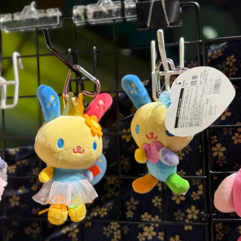 Llavero de peluche de conejo de dibujos animados de 10 cm con lazo y corazón, colorido, de la marca Sweet UsaHaNa, conejo suave, colgante para bolso pequeño