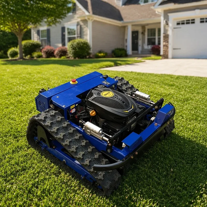 Lawn Mowers Hot Selling Cheapest Rubber Crawler Robot Lawn Mower Remote Control  Robotic Lawn Mower Garden/farm