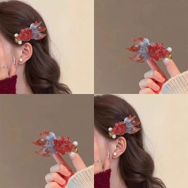 

Ancient Style Koi Hairpin for Women, New Hanfu Hair Accessory, Pair of Clips, Atmospheric Side Clip, Exquisite Bangs Clip, Hair
