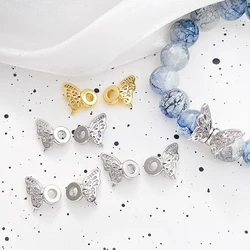 2 pair  Copper plated with genuine gold  Inlaid zircon  Butterfly wing beads  DIY makes necklace bracelet spacing accessories