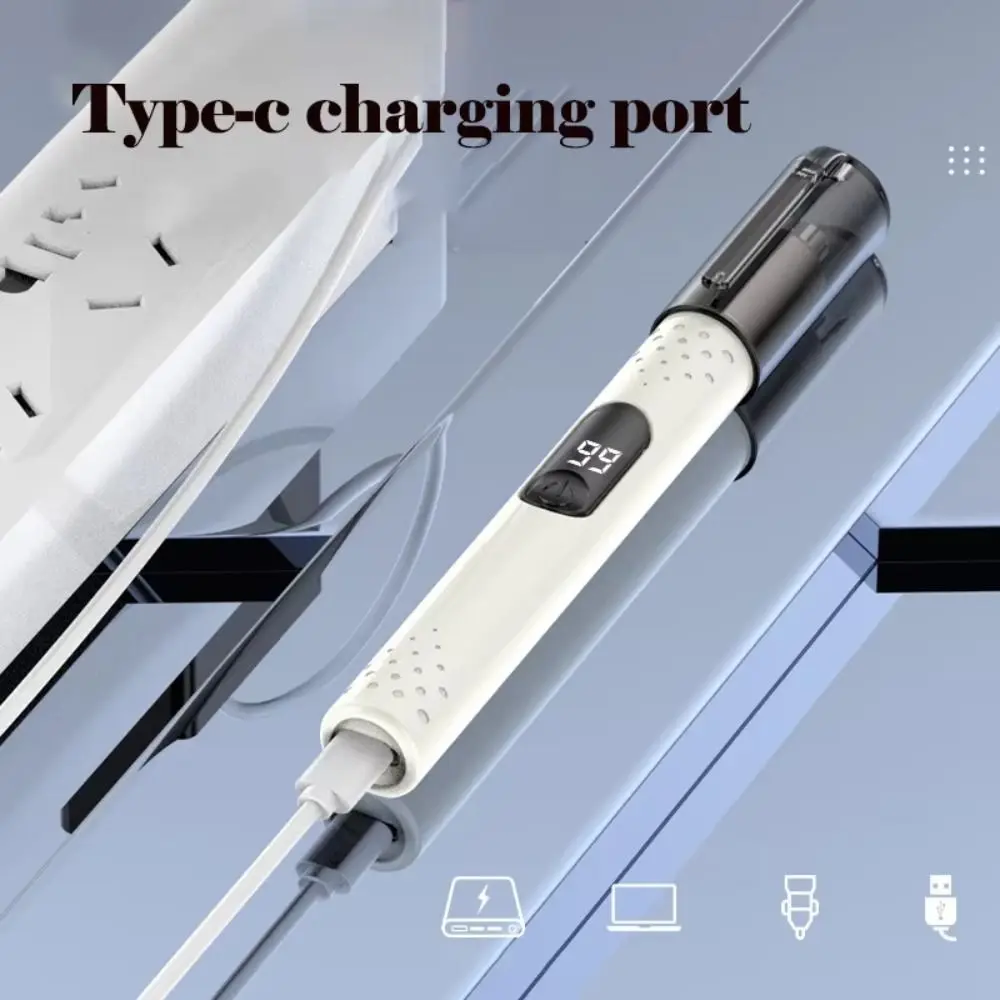 Waterproof Electric Nose Hair Trimmer Washable Fully Automatic Eyebrow Shaver LED Screen Digital Power Display