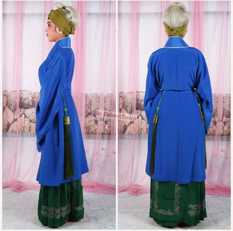 Ópera de Pekín hombre mayor pobre mujer abrigo + falda Ministerio consejero Lao Dan bata vestido ópera china disfraces tradicionales de propietario
