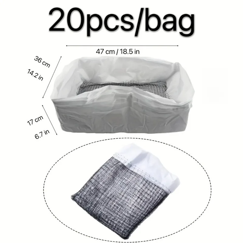 20pcs Reusable Hands Free Cat Feces Filter Nets Pet-Specific Poop Waste Filter Collection Bags Shovel-Free Portable Poop Scoop