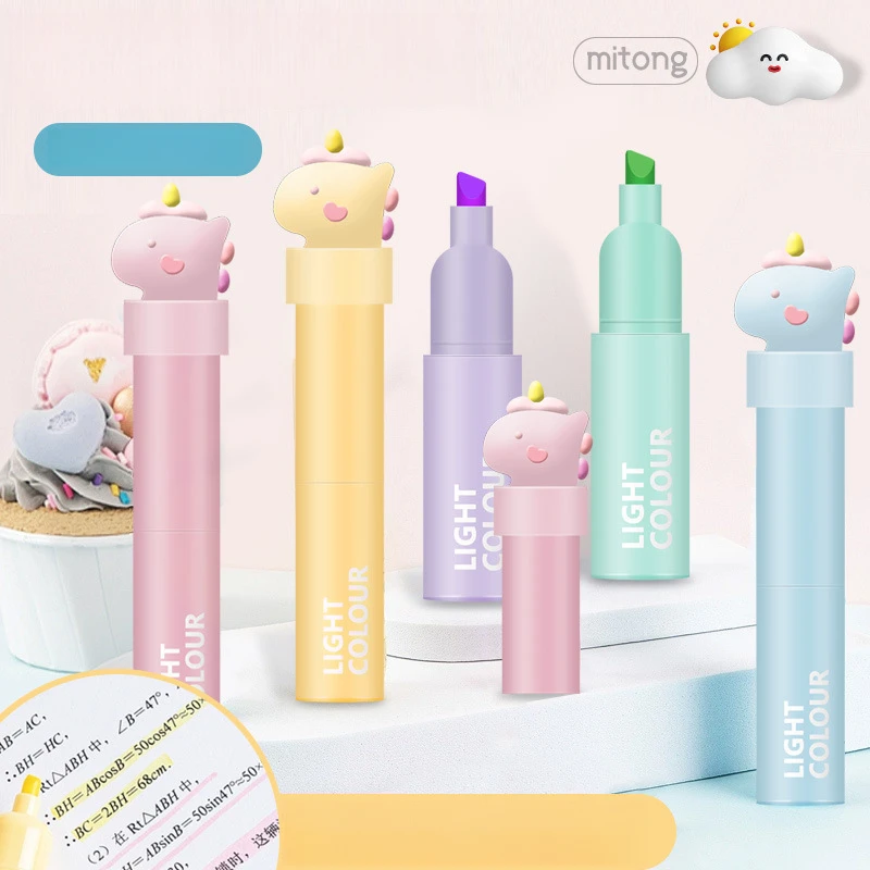 6 Color Unicorn Fluorescent Pen, Key Marker Pen, DIY Kit, Cute Graffiti Color Pen High Aesthetic Cartoon Stationery Highlighter