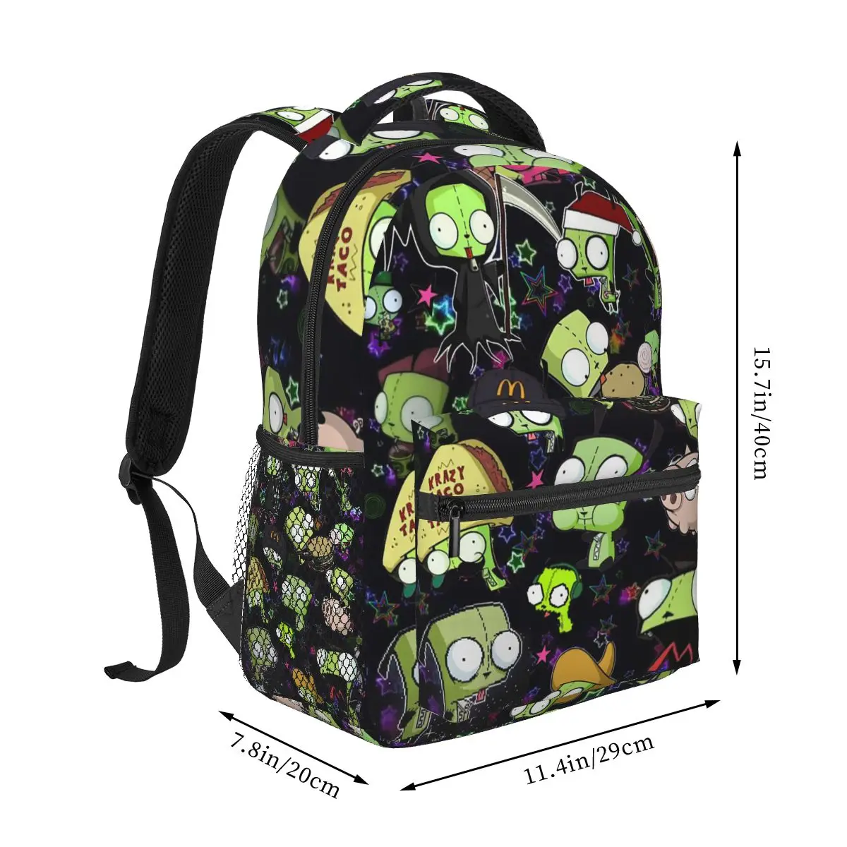 Invader Zim Graphic Backpack Hot Sale Daypack Large Capacity Children BookBag School Bag Shoulder Bags for Men Women