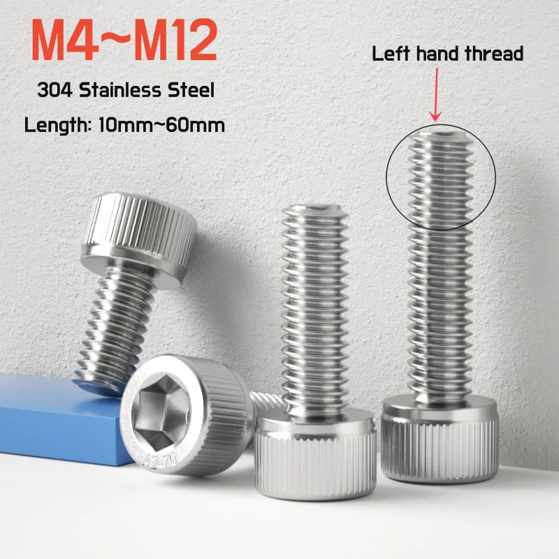 M4 M5 M6 M8 M10 M12 Left hand thread Hex Hexagon Socket Screw Reverse thread Cup Head Allen Bolts 304 Stainless Steel DIN912