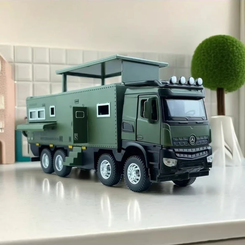 

1:32 Mercedes Benz Nomadism OFF-ROAD RV, имитация литья под давлением, модель автомобиля из металлического сплава, звук, свет, откатная коллекция, детские игрушки, подарки
