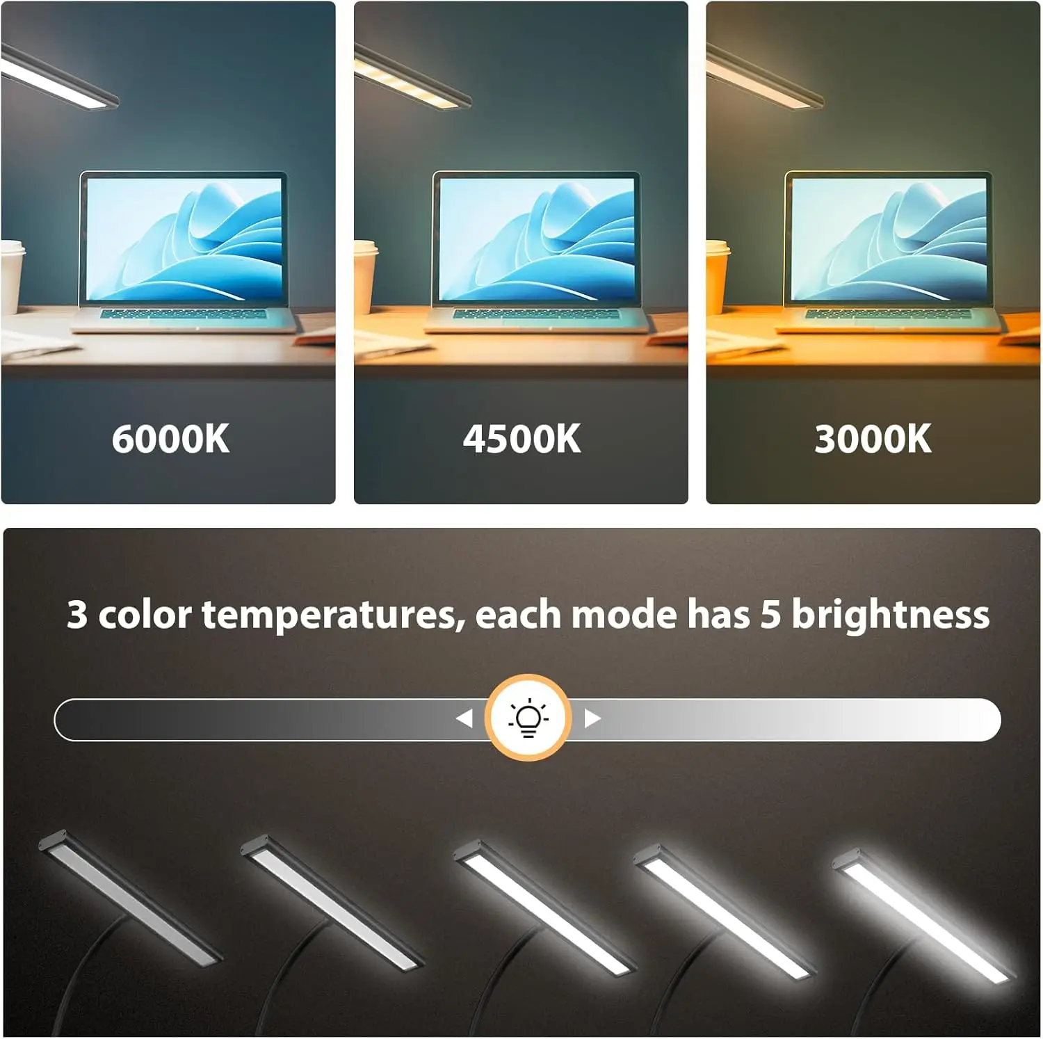 LED Desk Lamp Stepless Dimming Desk Lamps With Clamp Eye Caring Desk Light With Adjustable Gooseneck Wireless Remote Control