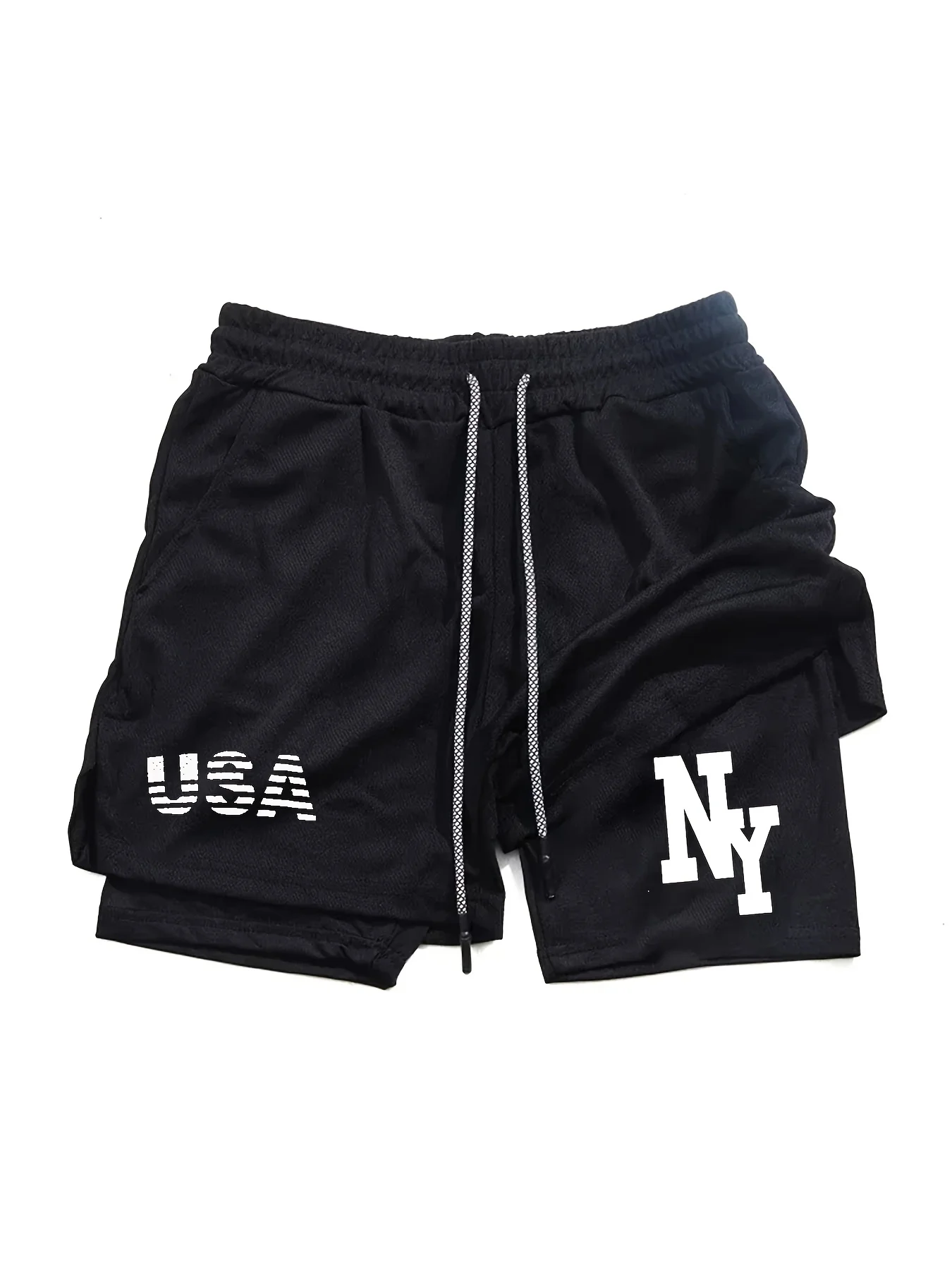 Summer Men's Fitness Shorts Quick-Dry and Breathable Running Training Pants with Elastic Waistband Trendy Towel Loop Activewear
