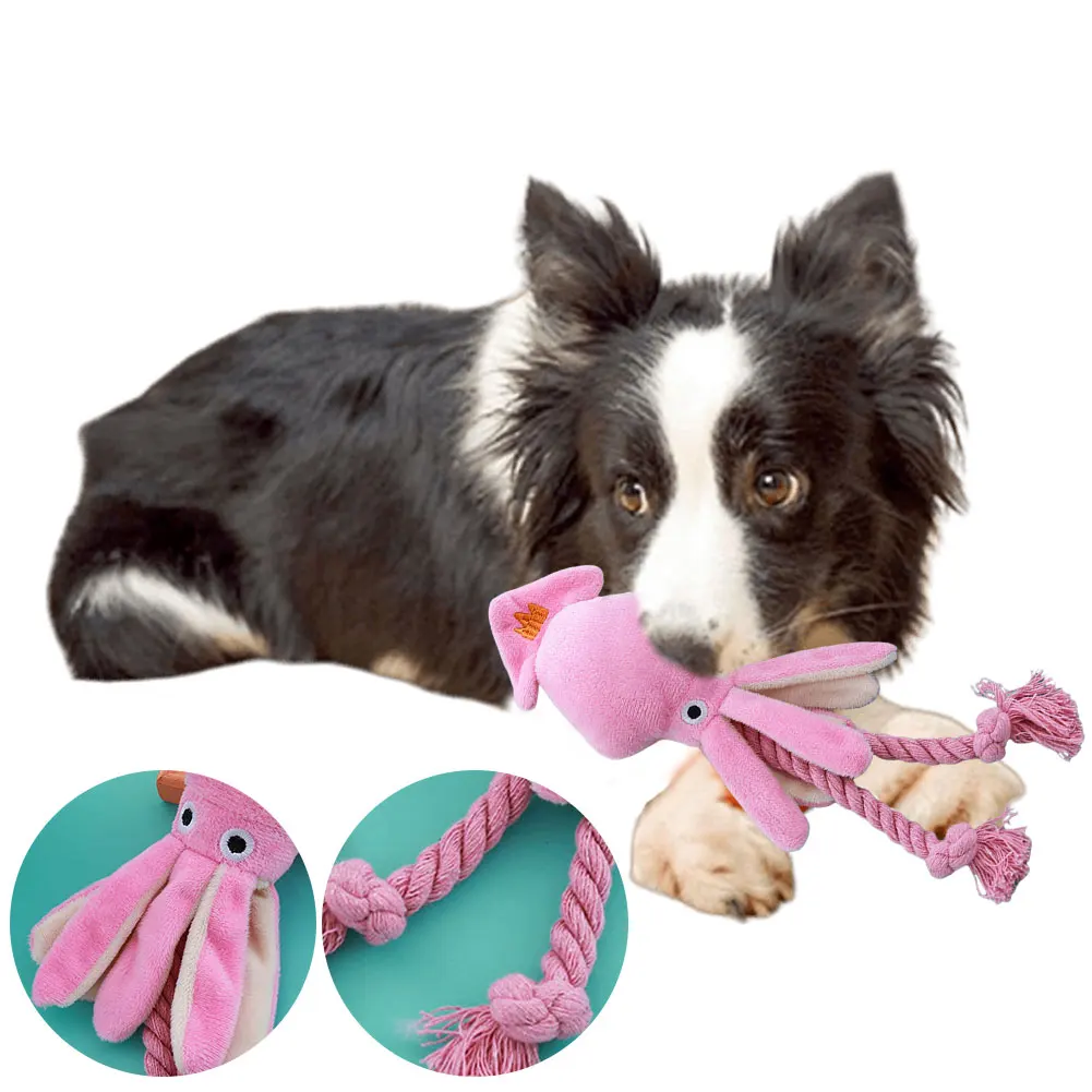 Octopus Plush Dog Toy Animal Shape Interactive Cotton Rope Toy Training Chew Toys Interactive Plaything Dog Accessories