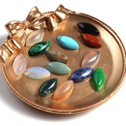 10PCS Natural Stone Horse Eye Shape Randomly Blended Color Cabochon Beads DIY Jewelry Making Rings Earrings Necklace Accessories