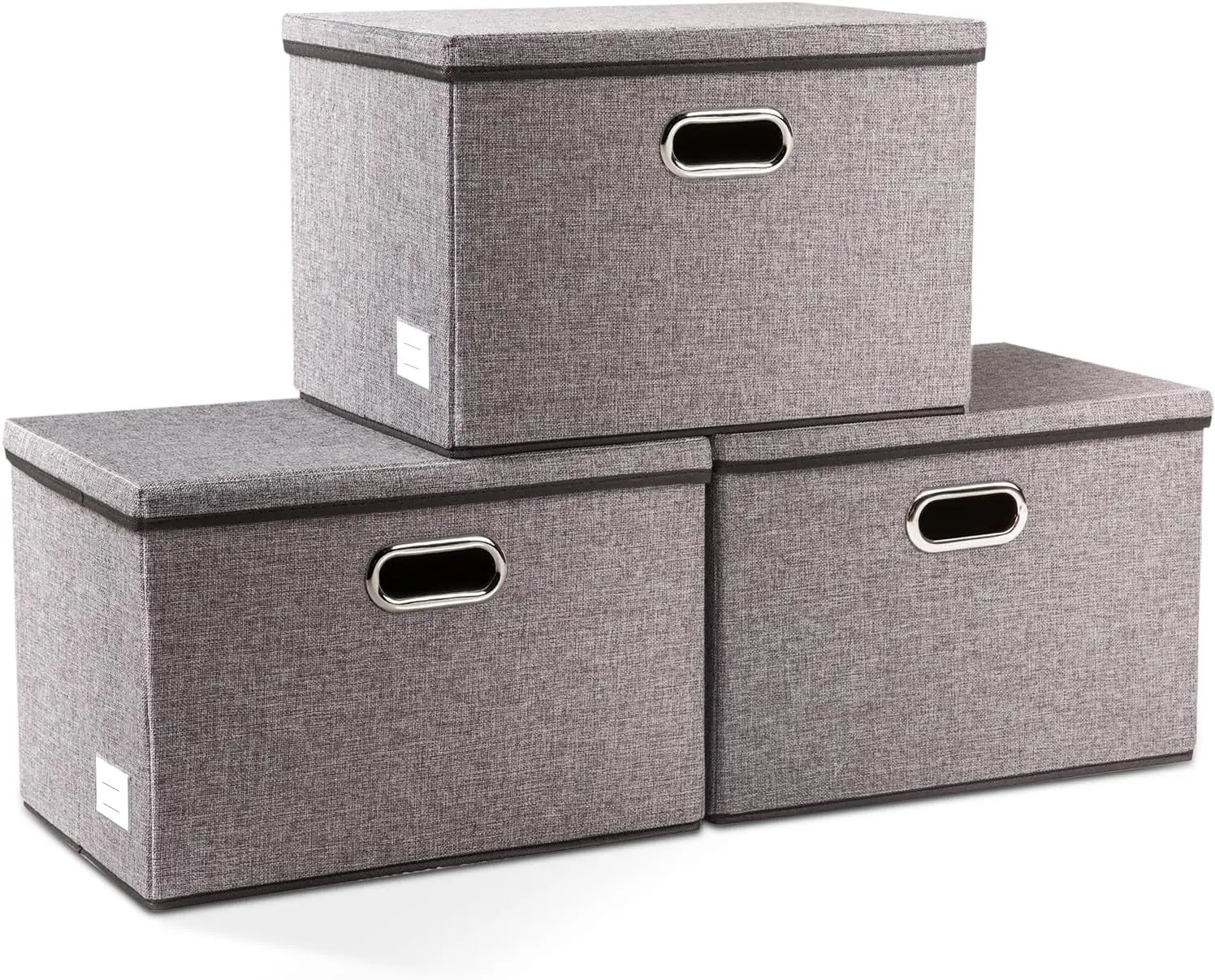 

Large Collapsible Storage Bins with Lids [3-Pack] Foldable Boxes Organizer Containers for Home Bedroom Closet Office