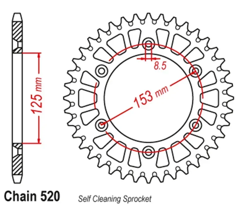 520 Motorcycle Rear Sprocket For Honda XR650R CR125 CR250 CR125R