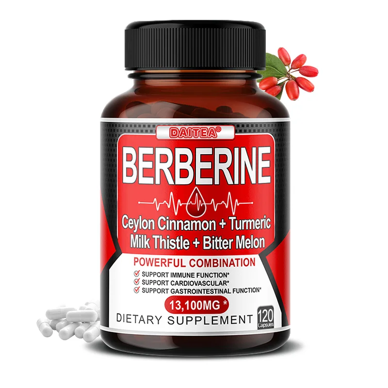 

Berberine Supplement - Enhanced with Ceylon Cinnamon, Turmeric, Milk Thistle, Bitter Melon for Digestion, Immunity & Weight Managament