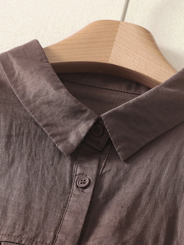 Csa de manga corta de lino y aodón para mujer, Top fino sin cuello, csa informal hoada y versátil a la moda, estilo...