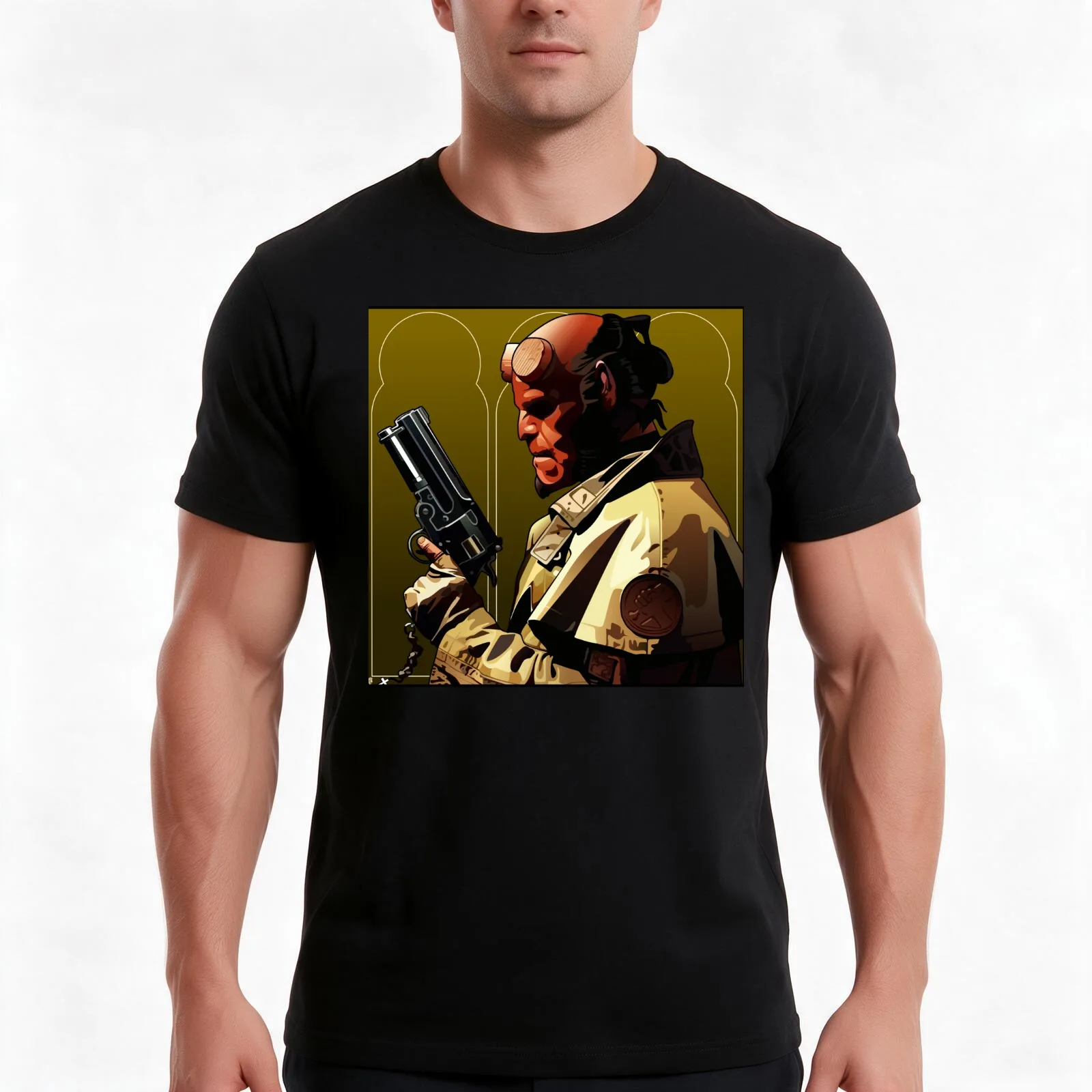 Hellboy T-Shirt, Summer Casual Cotton Tee, Oversized Streetwear Tops, Vintage Graphic Print, Loose Fit Short Sleeve, 100% Cotton