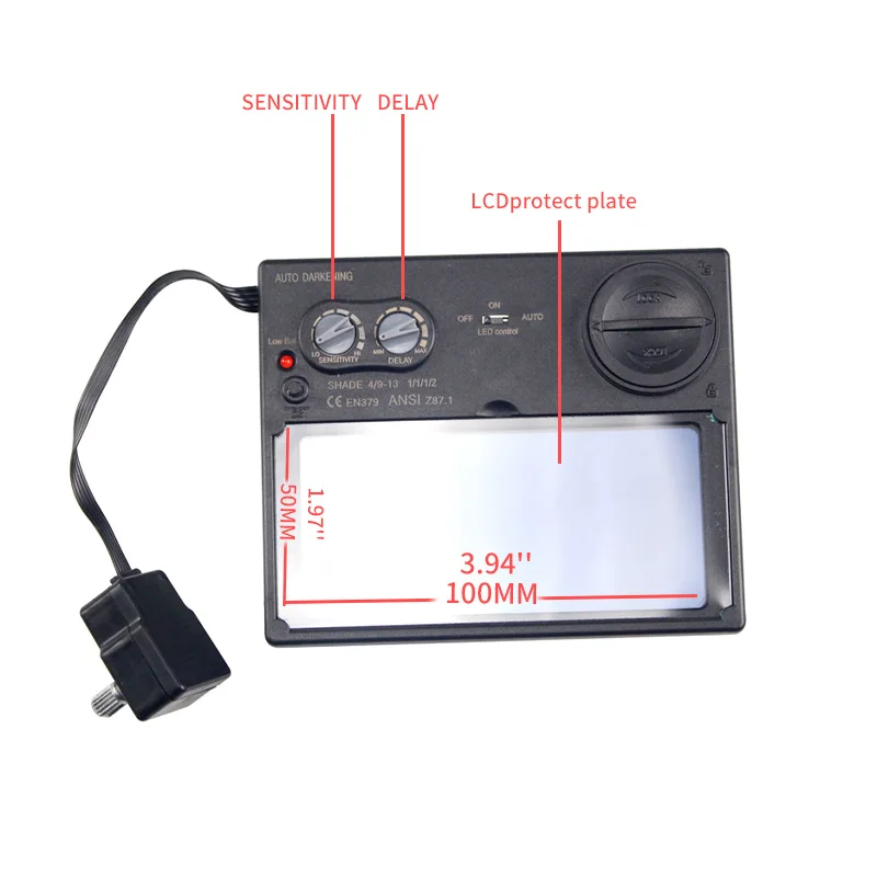 LED Light Solar Auto Darkening Filter Welding/Polish Mask/Helmet/Welder Cap/True Color Welding Lens/Welding Filter